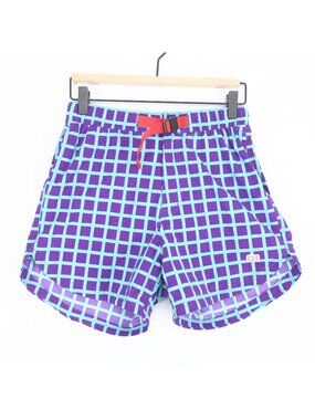 Topo Designs River Shorts Womens S Purple Grid Belted Nylon Hiking Athletic